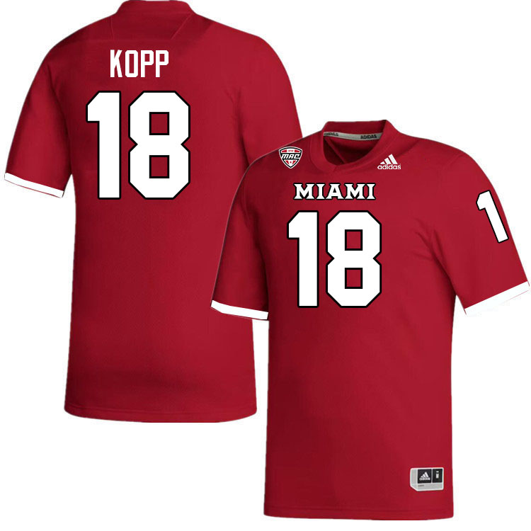 Miami University Redhawks #18 Maddox Kopp College Football Jerseys Stitched-Red